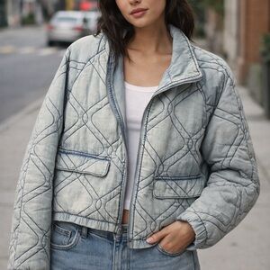 Marc New York Jeans Quilted Jacket – Light Wash Denim Look – Size S,M – NWT